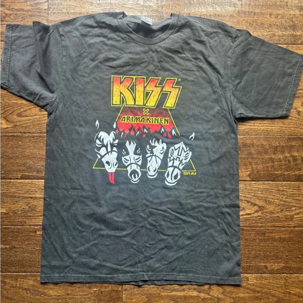 KISS 2019 Arima Kinen Horse Race in Japan × Vintage Style T-shirt Gray Size XXL